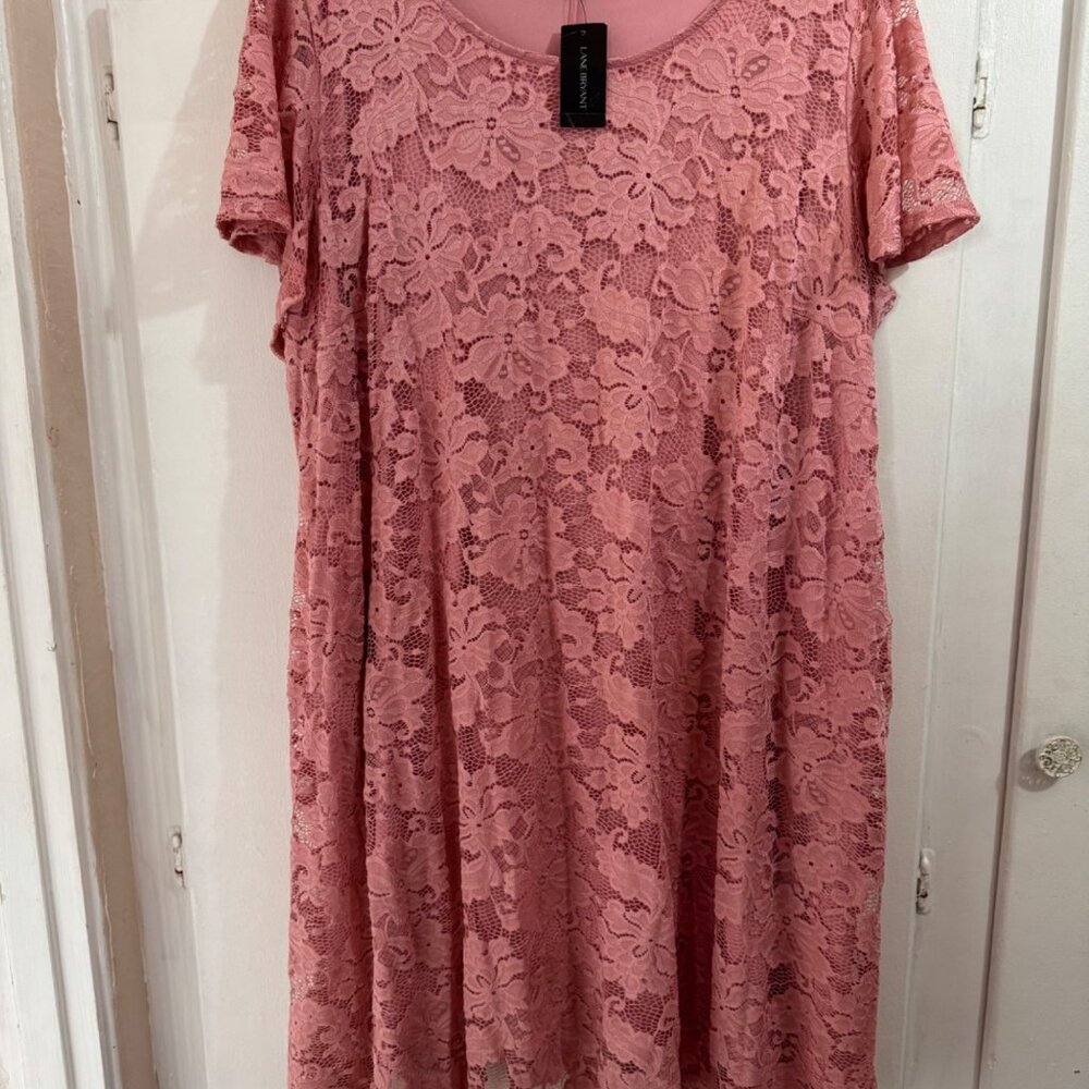New! Lane Bryant Pink Lace Swing Dress, Mini length, Size 26/28